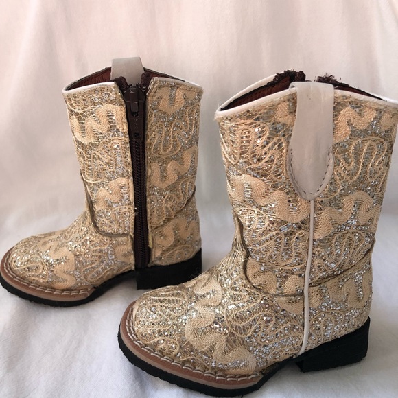 Tanner Mark Infant/Toddler Boot in Gold Glitter Size 4 - Picture 3 of 6